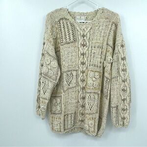 Hand-Knitted Sweater – Crewneck with Decorative Buttons – Size Medium